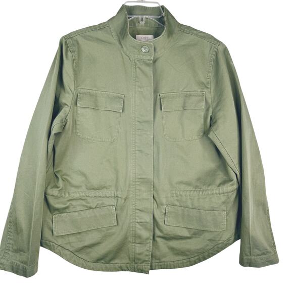 LOFT Utility Field Jacket Drawstring Waist Pockets Olive Green Cotton XL - Picture 1 of 6